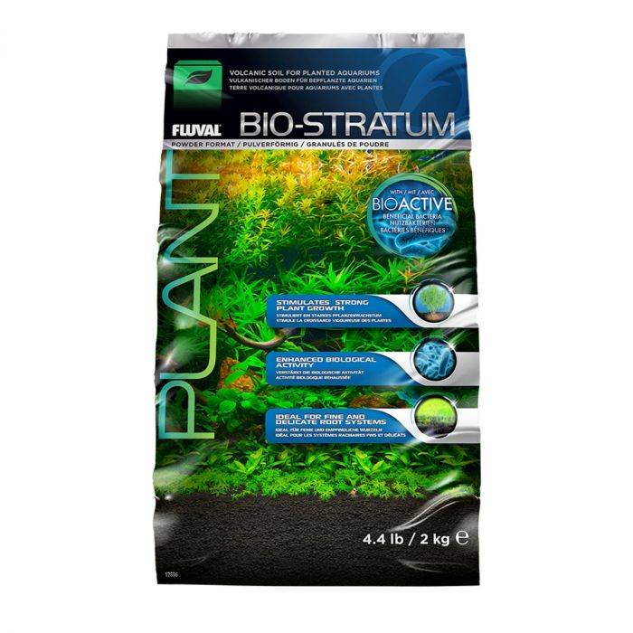 Substrato per acquario in terriccio vulcanico ricco di minerali Fluval Bio Stratum, sacco da 2 kg