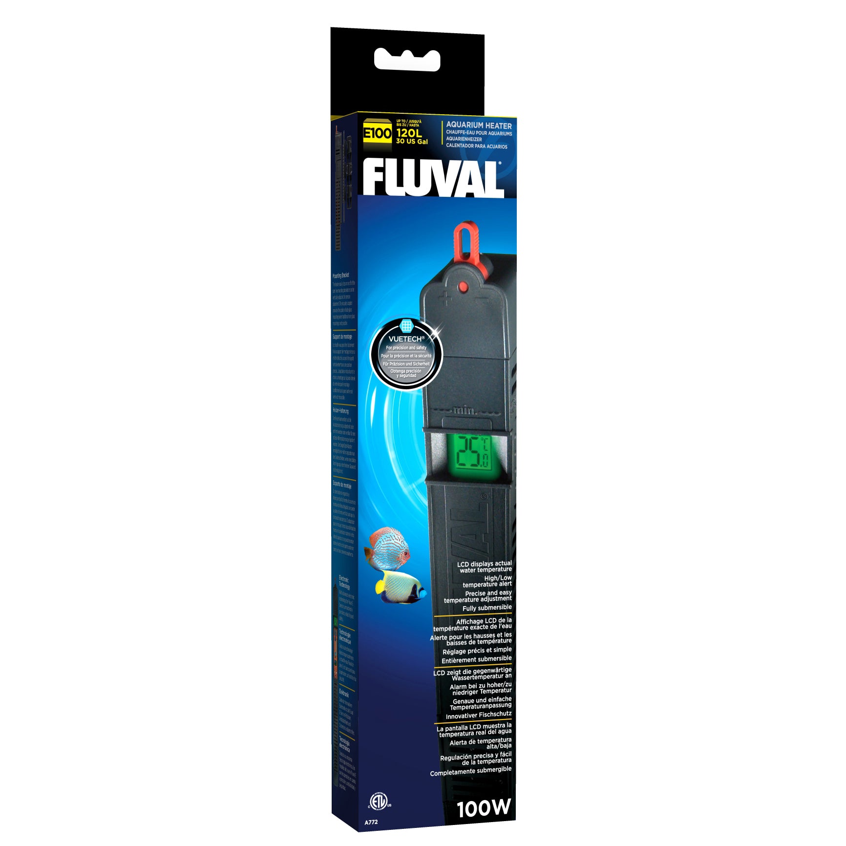 Riscaldatore elettronico per acquario Fluval E100 con display LCD della temperatura