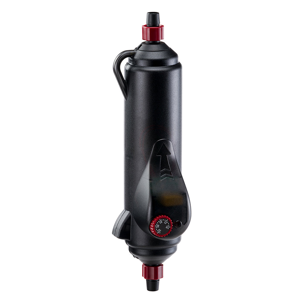 Riscaldatore esterno inline Hydor ETH 200 montato sul tubo di un filtro esterno per acquario
