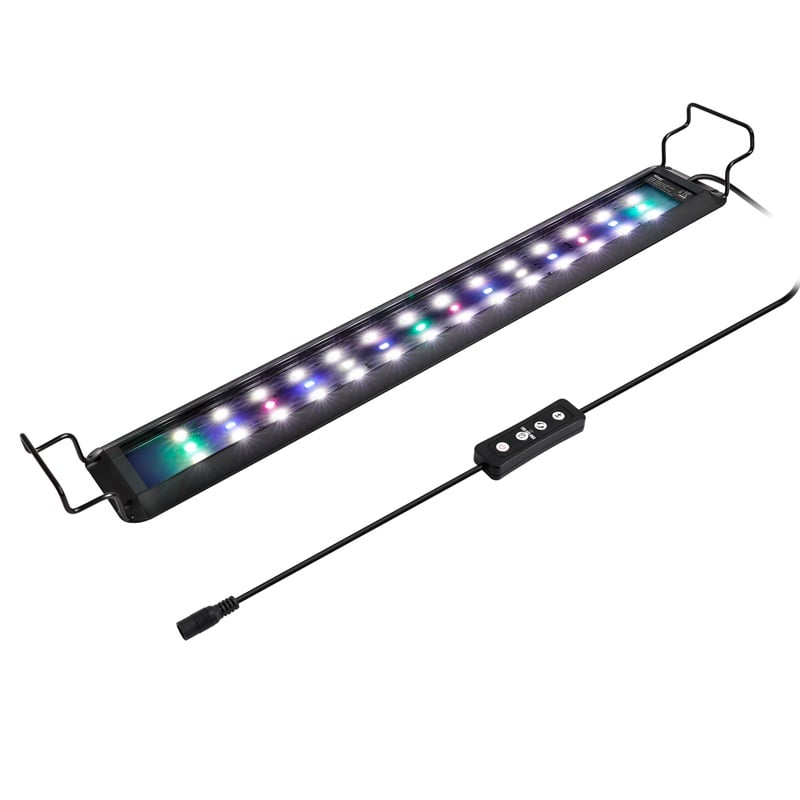 Luce LED full-spectrum Hygger Advanced con controller cablato sopra un acquario piantumato